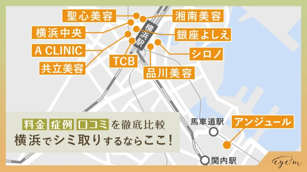 横浜のシミ取りができるクリニックマップ
