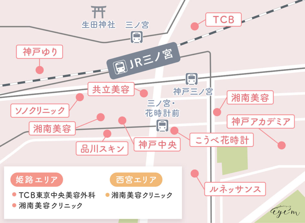 神戸にあるクリニックの地図